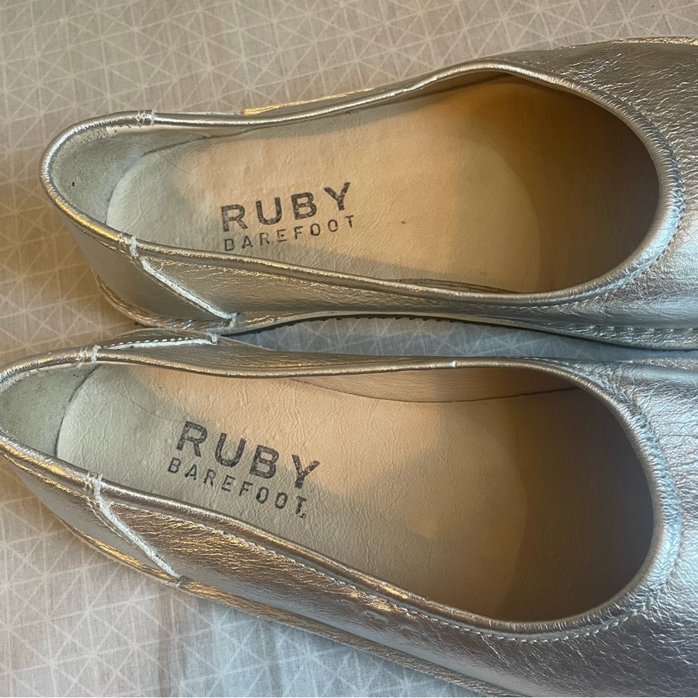 Ruby Barefoot Ballet Flats in Metallic Silver Leather 36 - Picture 5 of 7